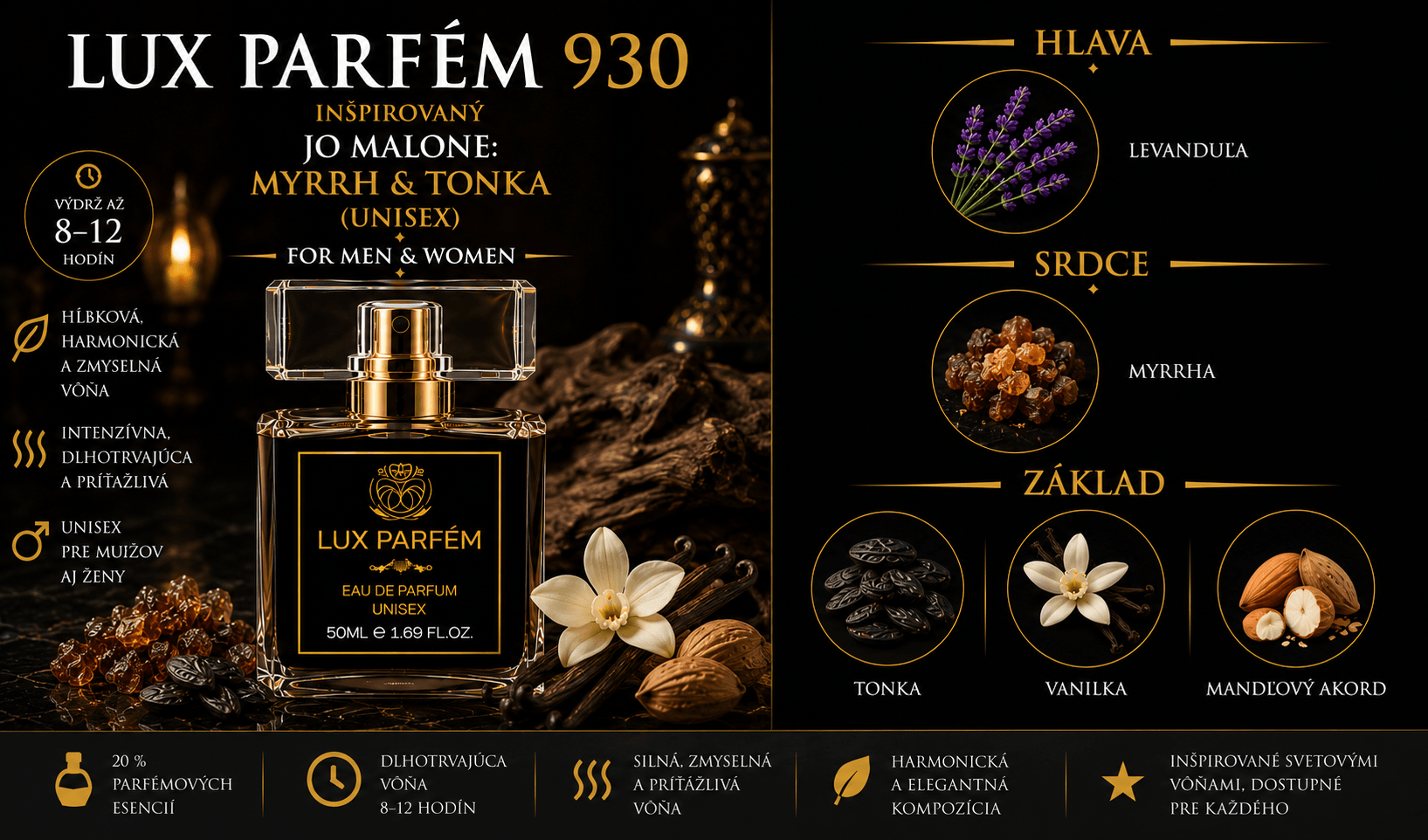 Lux Parfém 930 – Inšpirovaný Jo Malone: Myrrh & Tonka (Unisex)